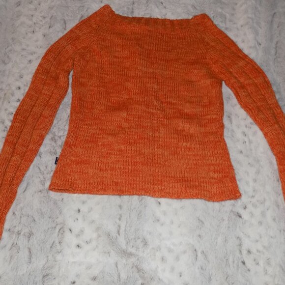 Vintage 1990s Y2K Mudd Jeans Slouchy Logo Sweater - Orange - Picture 7 of 11